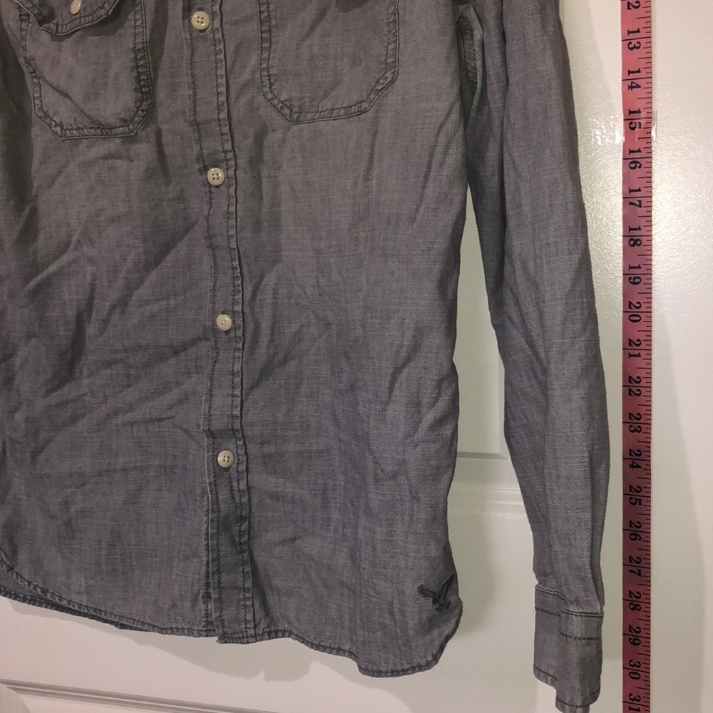 Aeo Light Gray Button Down - image 7